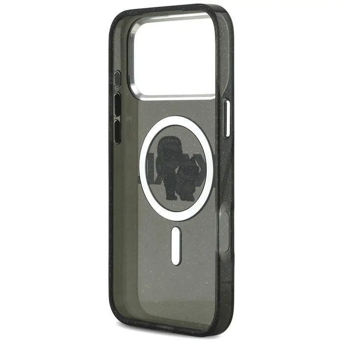 Karl Lagerfeld IML Glitter Karl & Choupette Sketch Logo MagSafe Case for iPhone 17 Pro Max - Black - Cell phone cases