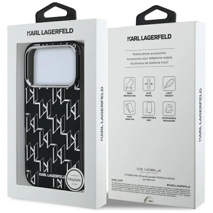 Karl Lagerfeld IML KL Monogram MagSafe Case for iPhone 17 Pro - Black - Cell phone cases and covers<<<HurtelXML