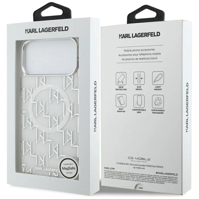 Karl Lagerfeld IML KL Monogram MagSafe Case for iPhone 17 Pro Max - White - Cell phone cases and covers<<<HurtelXML
