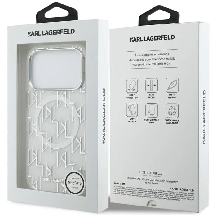 Karl Lagerfeld IML KL Monogram MagSafe Case for iPhone 17 Pro - White - Cell phone cases and covers<<<HurtelXML