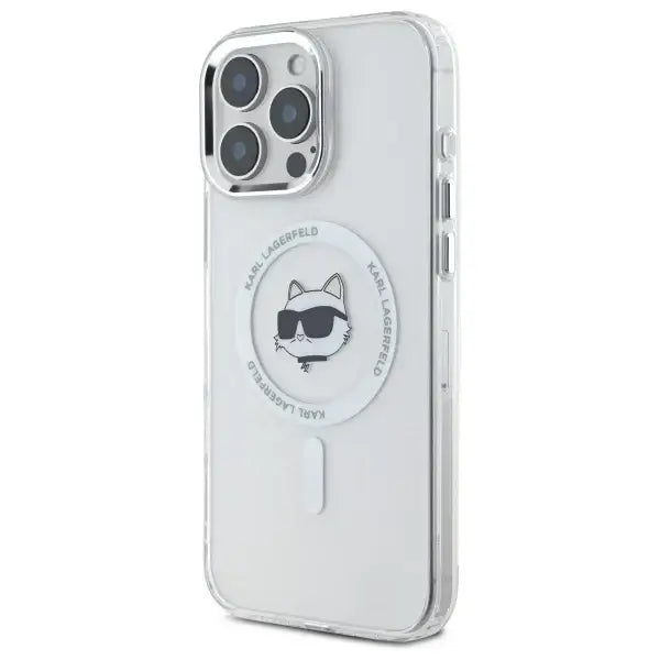 Karl Lagerfeld IML Metal Choupette Head MagSafe Case for iPhone 16 Pro Max - White - Cell phone cases