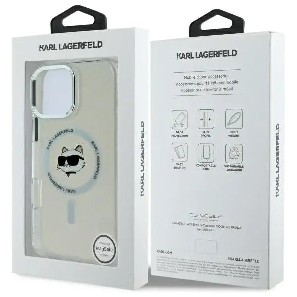 Karl Lagerfeld IML Metal Choupette Head MagSafe Case for iPhone 16 Pro Max - White - Cell phone cases