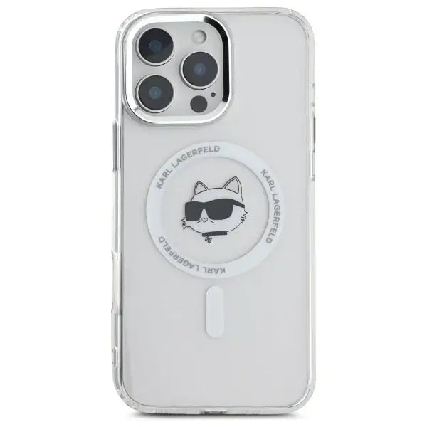 Karl Lagerfeld IML Metal Choupette Head MagSafe Case for iPhone 16 Pro Max - White - Cell phone cases