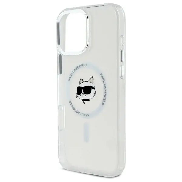 Karl Lagerfeld IML Metal Choupette Head MagSafe iPhone 16 Pro Case - White - Cell phone cases and covers<<<HurtelXML
