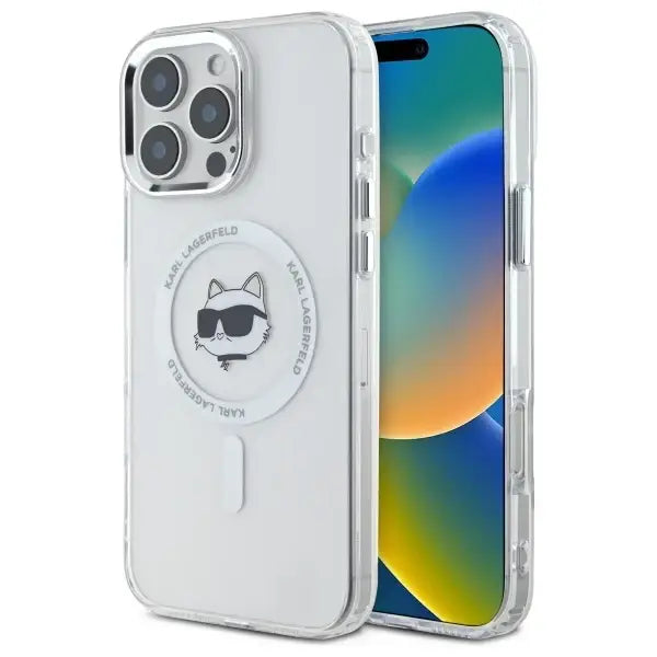Karl Lagerfeld IML Metal Choupette Head MagSafe iPhone 16 Pro Case - White - Cell phone cases and covers<<<HurtelXML