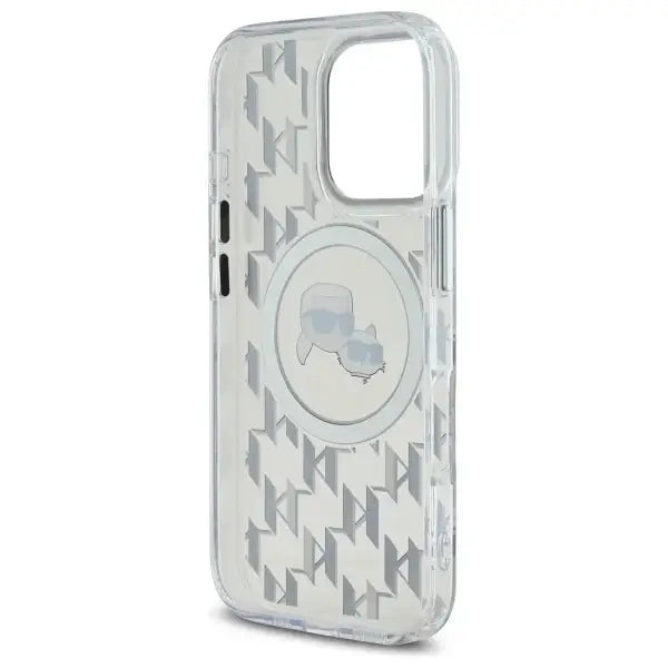 Karl Lagerfeld IML Monogram Karl & Choupette Head MagSafe Case for iPhone 16 Pro Max - Clear - Cell phone cases