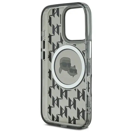 Karl Lagerfeld IML Monogram Karl & Choupette Head MagSafe Case for iPhone 16 Pro Max - Black - Cell phone cases