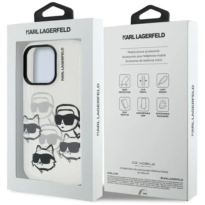 Karl Lagerfeld IML Multi K&C Head Pattern Case for iPhone 16 Pro Max - Transparent - Cell phone cases