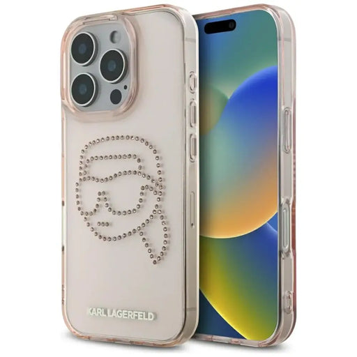 Karl Lagerfeld IML Rhinestones Karl Head Case for iPhone 16 Pro Max Pink - Cell phone cases and covers<<<HurtelXML