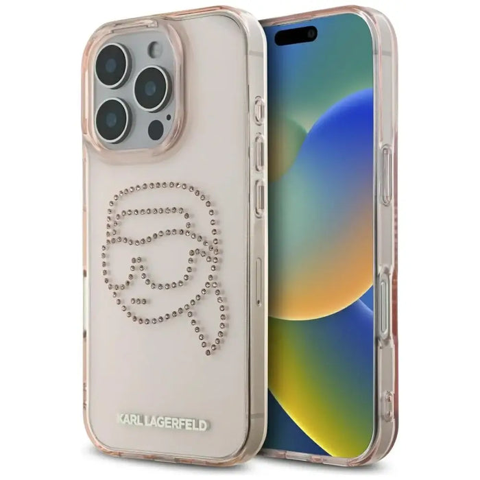 Karl Lagerfeld IML Rhinestones Karl Head Case for iPhone 16 Pro Max Pink - Cell phone cases and covers<<<HurtelXML