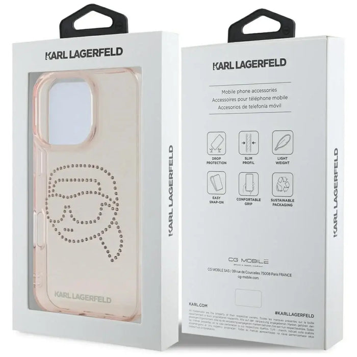Karl Lagerfeld IML Rhinestones Karl Head Case for iPhone 16 Pro Max Pink - Cell phone cases and covers<<<HurtelXML