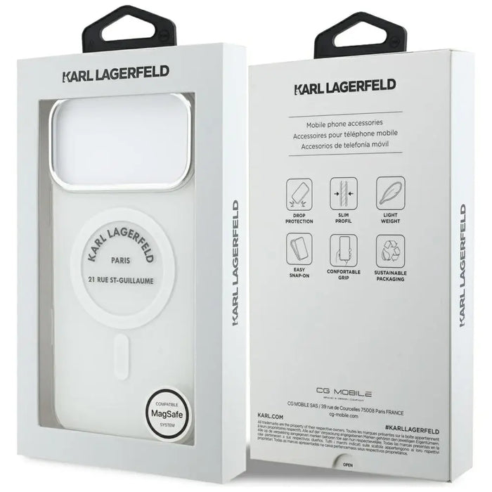 Karl Lagerfeld IML Karl RSG Logo MagSafe Case for iPhone 17 Pro Max - Transparent - Cell phone cases