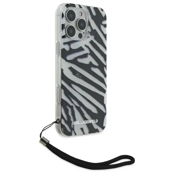 Karl Lagerfeld IML Zebra Pattern & Cord iPhone 16 Pro Case - Black - Cell phone cases and covers<<<HurtelXML