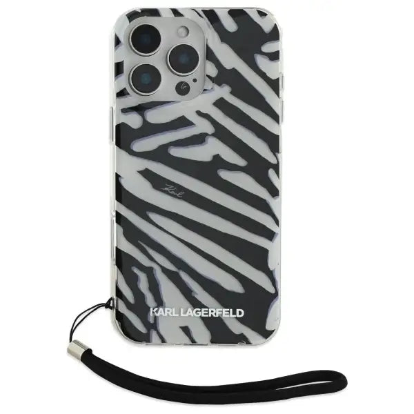 Karl Lagerfeld IML Zebra Pattern & Cord iPhone 16 Pro Case - Black - Cell phone cases and covers<<<HurtelXML