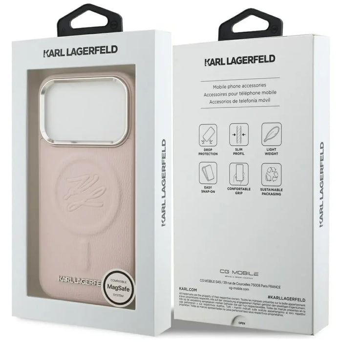Karl Lagerfeld Initial & Metal Logo MagSafe Case for iPhone 17 Pro - Pink - Cell phone cases and covers<<<HurtelXML