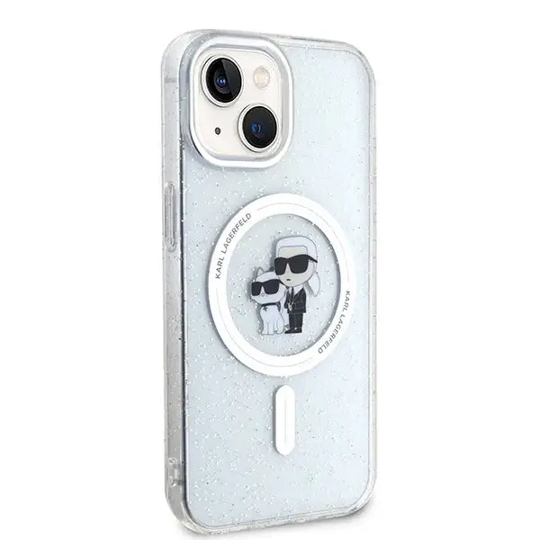 Karl Lagerfeld Karl&Choupette Glitter MagSafe case for iPhone 15 - transparent - Cell phone cases and covers<<<HurtelXML