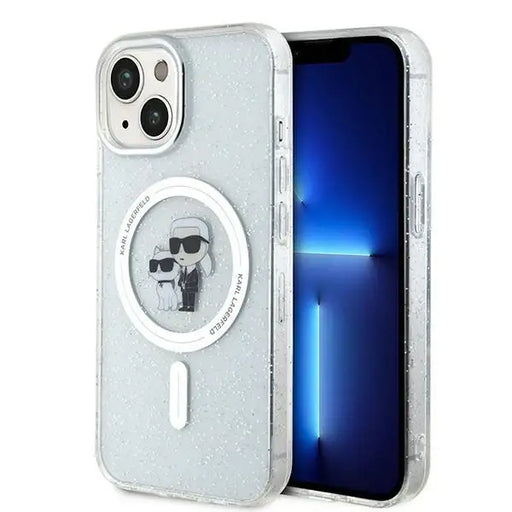 Karl Lagerfeld Karl&Choupette Glitter MagSafe case for iPhone 15 - transparent - Cell phone cases and covers<<<HurtelXML