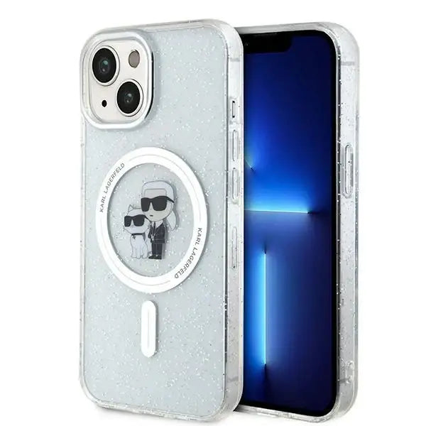 Karl Lagerfeld Karl&Choupette Glitter MagSafe case for iPhone 15 - transparent - Cell phone cases and covers<<<HurtelXML