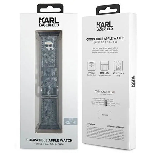 Karl Lagerfeld KLAWLOKHG Apple Watch Strap 42/44 / 45mm silver / silver strap Saffiano Karl Heads - Other cell phone