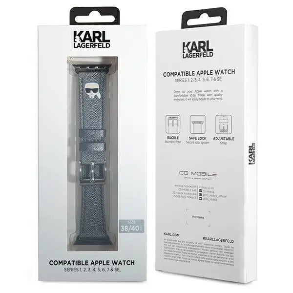 Karl Lagerfeld KLAWMOKHG Apple Watch Strap 38/40 / 41mm silver / silver strap Saffiano Karl Heads - Other cell phone