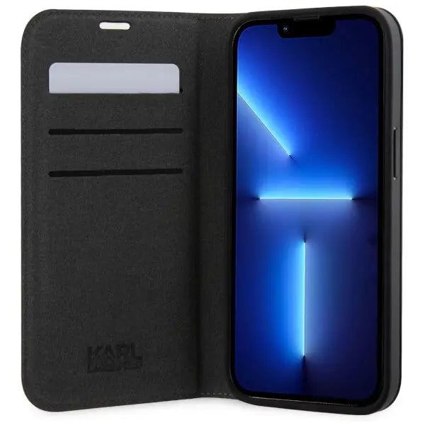 Karl Lagerfeld KLBKP14XSAKLHPK iPhone 14 Pro Max 6.7’’ bookcase black/black Saffiano Monogram - Cell phone cases