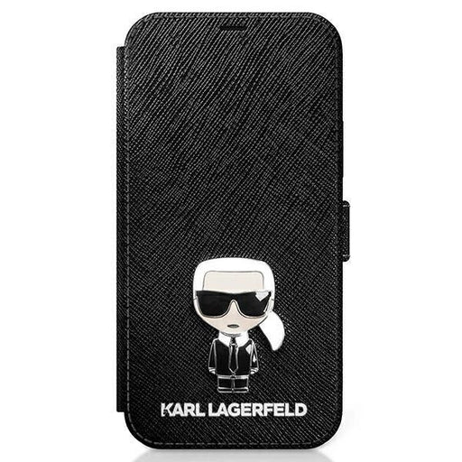 Karl Lagerfeld KLFLBKP12SIKMSBK iPhone 12 mini 5,4’’ czarny/black book Saffiano Ikonik Metal - Cell phone cases