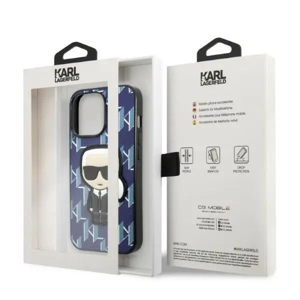 Karl Lagerfeld KLHCP13LPMNIKBL iPhone 13 Pro / 13 6.1’’ hardcase blue/blue Monogram Ikonik Patch - Cell phone cases