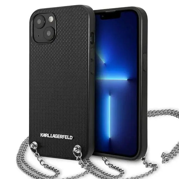 Karl Lagerfeld KLHCP13SPMK iPhone 13 mini 5,4 ’hardcase black / black Leather Textured and Chain - Cell phone cases