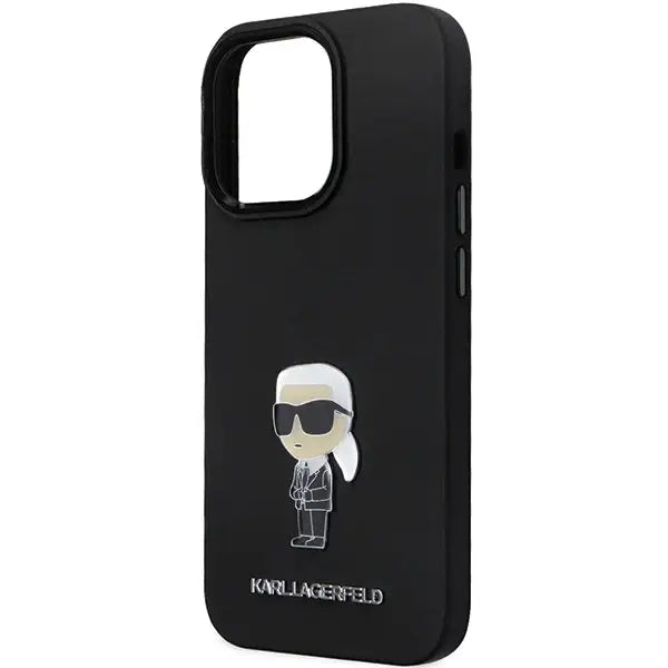 Karl Lagerfeld KLHCP13XSMHKNPK case for iPhone 13 Pro Max - black Silicone Ikonik Metal Pin - Cell phone cases