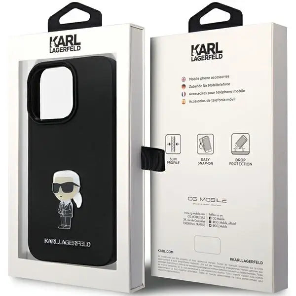 Karl Lagerfeld KLHCP13XSMHKNPK case for iPhone 13 Pro Max - black Silicone Ikonik Metal Pin - Cell phone cases