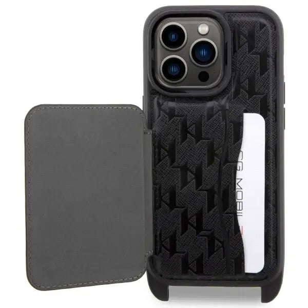 Karl Lagerfeld KLHCP14LCSAKHPKK iPhone 14 Pro 6.1’’ hardcase black/black Crossbody Saffiano Monogram Ikonik - Cell