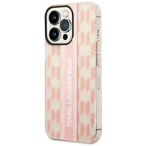Karl Lagerfeld KLHCP14LHKLSPCP iPhone 14 Pro 6.1 ’hardcase pink / pink Mono Vertical Stripe - Cell phone cases