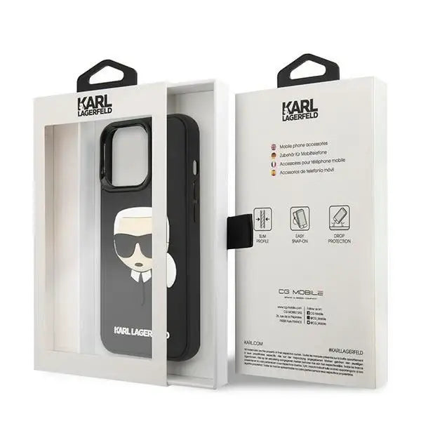 Karl Lagerfeld KLHCP14LKH3DBK iPhone 14 Pro 6.1 ’black / black hardcase 3D Rubber Karl`s Head - Cell phone cases
