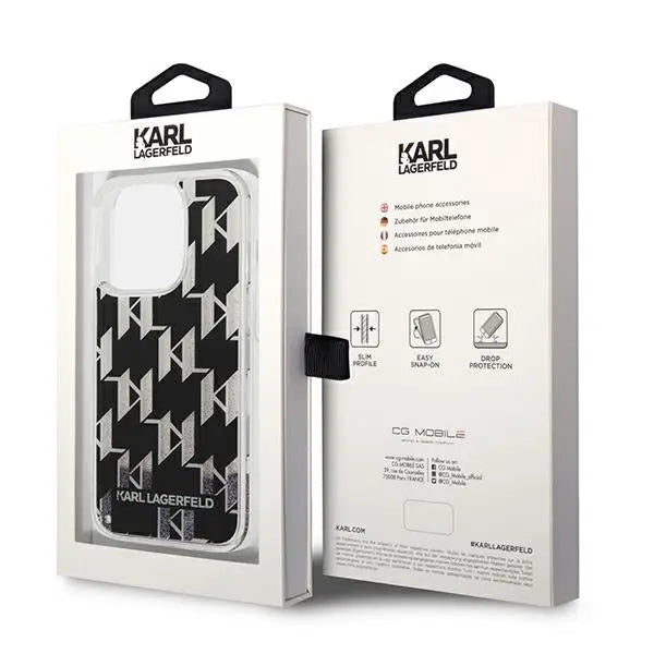 Karl Lagerfeld KLHCP14LLMNMK iPhone 14 Pro 6.1 ’hardcase black / black Liquid Glitter Monogram - Cell phone cases