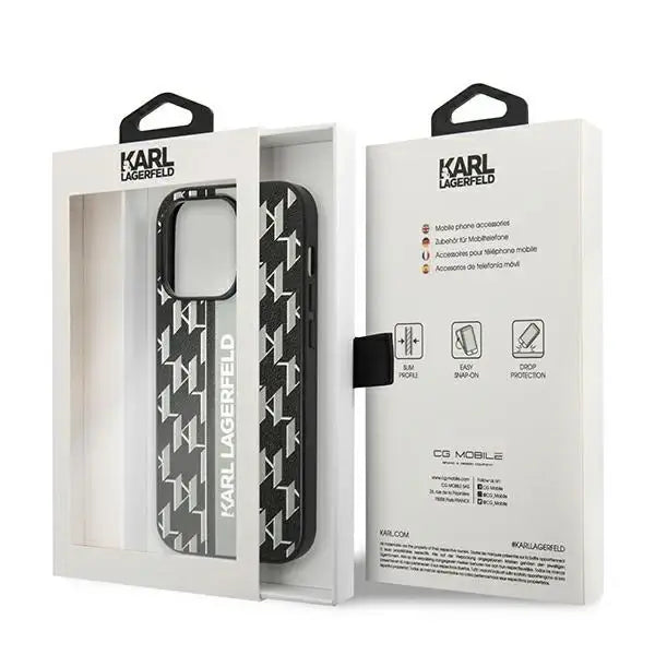 Karl Lagerfeld KLHCP14LPGKLSKG iPhone 14 Pro 6.1 ’hardcase gray / gray Monogram Stripe - Cell phone cases