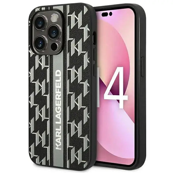 Karl Lagerfeld KLHCP14LPGKLSKG iPhone 14 Pro 6.1 ’hardcase gray / gray Monogram Stripe - Cell phone cases