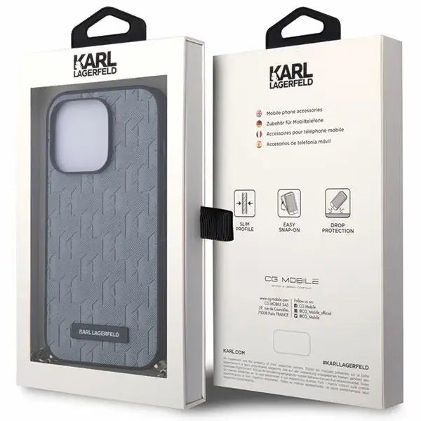 Karl Lagerfeld KLHCP14LSACKLHPG iPhone 14 Pro 6.1’’ silver/silver hardcase Saffiano Monogram Chain - Cell phone cases