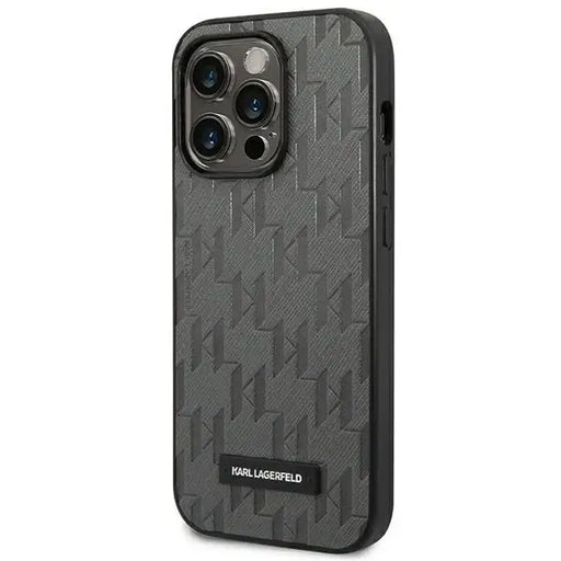 Karl Lagerfeld KLHCP14LSAKLHPG iPhone 14 Pro 6.1 ’hardcase gray / gray Saffiano Mono Metal Logo - Cell phone cases