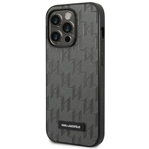 Karl Lagerfeld KLHCP14LSAKLHPG iPhone 14 Pro 6.1 ’hardcase gray / gray Saffiano Mono Metal Logo - Cell phone cases