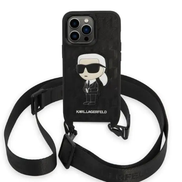 Karl Lagerfeld KLHCP14LSTKMK iPhone 14 Pro 6.1’’ black/black hardcase Monogram Ikonik Patch - Cell phone cases