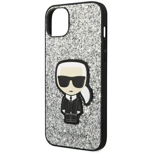 Karl Lagerfeld KLHCP14MGFKPG iPhone 14 Plus 6.7 ’hardcase silver / silver Glitter Flakes Ikonik - Cell phone cases