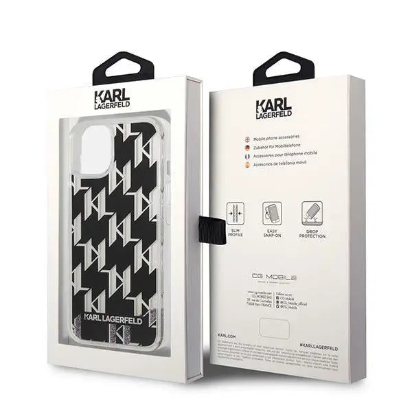 Karl Lagerfeld KLHCP14MLMNMK iPhone 14 Plus 6.7 ’hardcase black / black Liquid Glitter Monogram - Cell phone cases