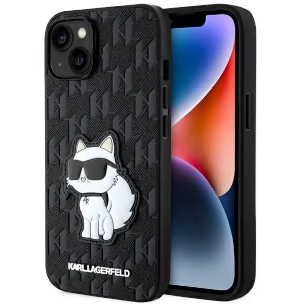 Karl Lagerfeld KLHCP14MSAKHPCK iPhone 14 Plus 6.7’’ black/black Saffiano Monogram Choupette - Cell phone cases