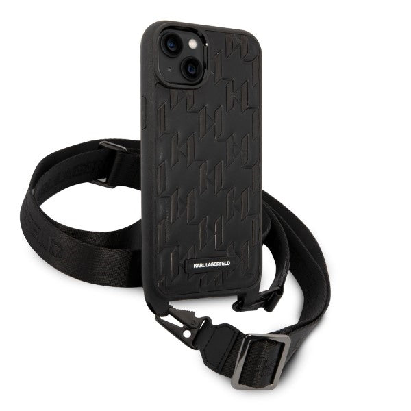 Karl Lagerfeld KLHCP14MSTMK iPhone 14 Plus 6.7’’ hardcase black/black Monogram Plaque Logo Strap - Cell phone cases