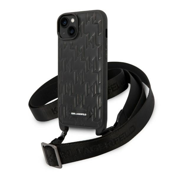 Karl Lagerfeld KLHCP14MSTMK iPhone 14 Plus 6.7’’ hardcase black/black Monogram Plaque Logo Strap - Cell phone cases