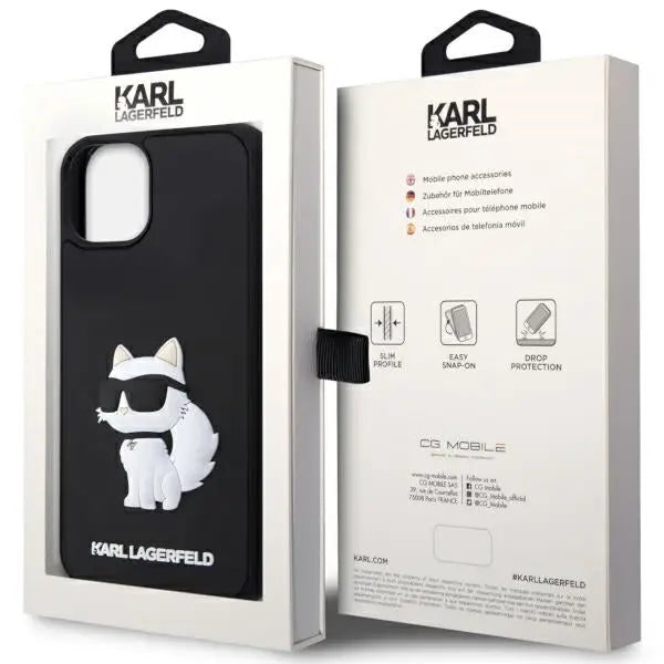 Karl Lagerfeld KLHCP14S3DRKHNK iPhone 14 6.1’’ black/black hardcase Rubber Choupette 3D - Cell phone cases