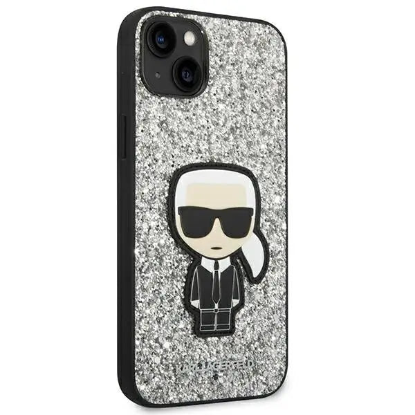 Karl Lagerfeld KLHCP14SGFKPG iPhone 14 6.1 ’hardcase silver / silver Glitter Flakes Ikonik - Cell phone cases