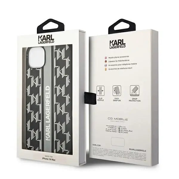 Karl Lagerfeld KLHCP14SPGKLSKG iPhone 14 6.1 ’hardcase gray / gray Monogram Stripe - Cell phone cases