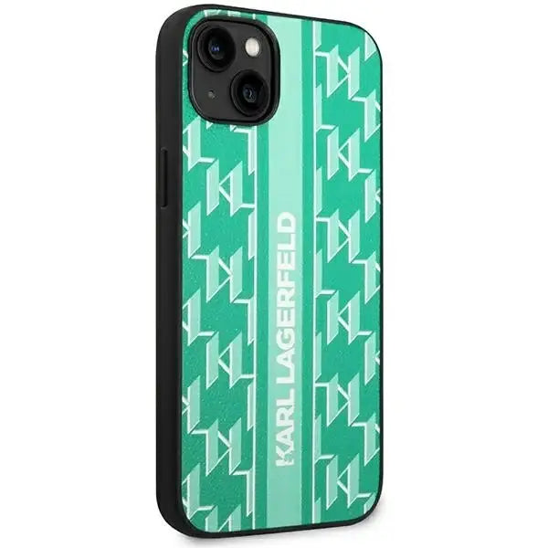 Karl Lagerfeld KLHCP14SPGKLSKN iPhone 14 6.1 ’hardcase green / green Monogram Stripe - Cell phone cases