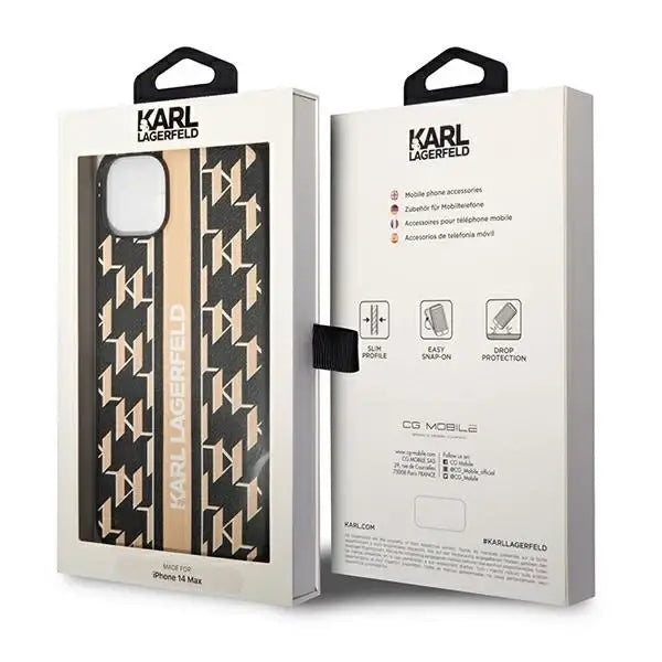 Karl Lagerfeld KLHCP14SPGKLSKW iPhone 14 6.1 ’hardcase brown / brown Monogram Stripe - Cell phone cases